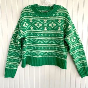 American Eagle green/white sweater SIZE XS